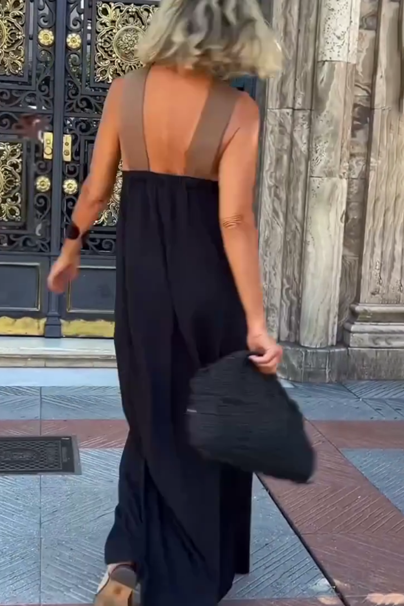 Dame Maxi Kjole – Halterneck Ærmeløs Sommerkjole Kryds Design